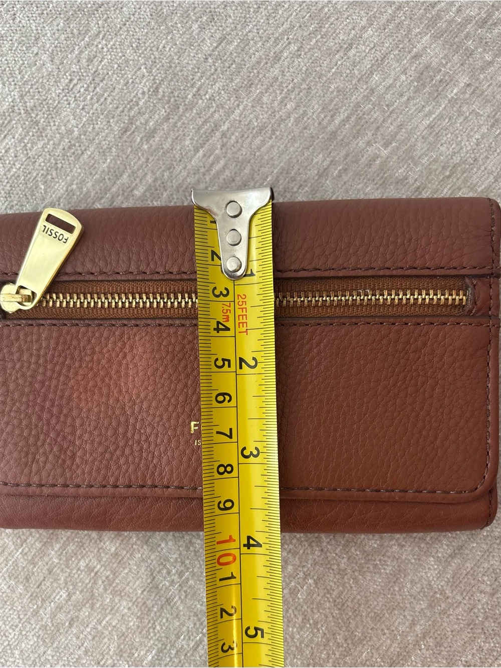 Fossil Brown Leather Wristlet Wallet with Gold Hardware - Picture 6 of 6